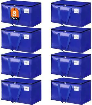 Moving Bags, 8-Pack Heavy Duty with Strong Zippers and Handles Collapsible Moving Supplies, Storage Totes for Packing & Moving Storing 93L-8 Pack (Blue) Moving Bags, 8-Pack Heavy Duty with Strong Zippers and Handles Collapsible Moving Supplies, Storage Totes for Packing & Moving Storing 93L-8 Pack (Blue)