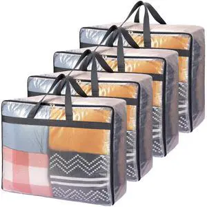 4 Pack 75L Extra Large XL Clear Storage Bags With Zipper for Blankets, Quilts, Clothes, Comforter, Bedding and Pillows 4 Pack 75L Extra Large XL Clear Storage Bags With Zipper for Blankets, Quilts, Clothes, Comforter, Bedding and Pillows