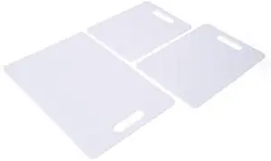 Plastic Cutting Board Set, Dishwasher- Safe Poly Chopping Board for Kitchen with Easy Grip Handles, Set of 3, White Plastic Cutting Board Set, Dishwasher- Safe Poly Chopping Board for Kitchen with Easy Grip Handles, Set of 3, White