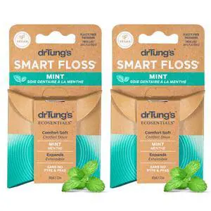 drTung's Smart Floss Mint for Teeth - Natural Expanding Dental Floss, Gentle on Tooth & Gums, Expands & Glides, PTFE & PFAS Free, Certified Organic Mint Essential Oils - Pack of 2 drTung's Smart Floss Mint for Teeth - Natural Expanding Dental Floss, Gentle on Tooth & Gums, Expands & Glides, PTFE & PFAS Free, Certified Organic Mint Essential Oils - Pack of 2