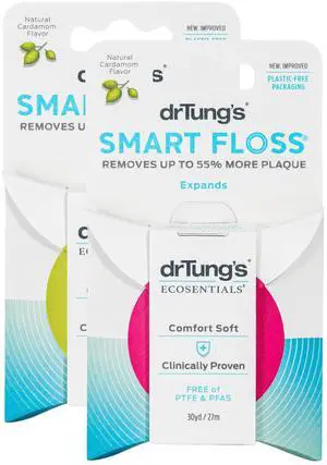Smart Floss - Natural, PTFE & PFAS Free Floss, Gentle on Gums, Expands & Stretches, BPA Free Floss - Natural Dental Floss Cardamom Flavor (Pack of 2) Smart Floss - Natural, PTFE & PFAS Free Floss, Gentle on Gums, Expands & Stretches, BPA Free Floss - Natural Dental Floss Cardamom Flavor (Pack of 2)