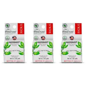 Dental Floss, Sponge Floss, Peppermint, 55 Yards, Vegan & Non-Toxic Oral Care Designed to Help Fight Plaque, Pack of 3 Dental Floss, Sponge Floss, Peppermint, 55 Yards, Vegan & Non-Toxic Oral Care Designed to Help Fight Plaque, Pack of 3