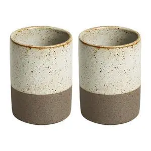 2 Pcs Vintage Stoneware Style Ceramic Mouthwash Cups, Bathroom Brushing Cup, 7 Oz 2 Pcs Vintage Stoneware Style Ceramic Mouthwash Cups, Bathroom Brushing Cup, 7 Oz