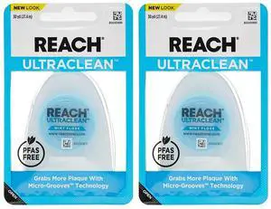Listerine Ultraclean Dental Floss, Plaque Remover, Shred Resistant, Waxed, Gentle on Gums & Teeth, Mint, PFAS-Free, Fresh Breath, Oral Care, for Adults & Kids, 30 yds - Pack of 2 Listerine Ultraclean Dental Floss, Plaque Remover, Shred Resistant, Waxed, Gentle on Gums & Teeth, Mint, PFAS-Free, Fresh Breath, Oral Care, for Adults & Kids, 30 yds - Pack of 2