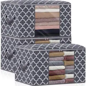 Storage Bags, Large Blanket Clothes Organization and Storage Containers for Bedding, Comforters, Foldable Organizer with Reinforced Handle, Clear Window,Sturdy Zippers,(Grey, 3 x 100L) Storage Bags, Large Blanket Clothes Organization and Storage Containers for Bedding, Comforters, Foldable Organizer with Reinforced Handle, Clear Window,Sturdy Zippers,(Grey, 3 x 100L)