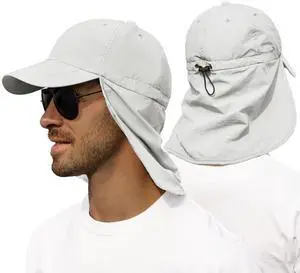 Sun Hats for Men with Neck Flap Cover UPF 50+ Waterproof Baseball Cap Light Grey Shade Hat Adjustable Breathable Outdoor Hiking Fishing Gardening Safari One Size Sun Hats for Men with Neck Flap Cover UPF 50+ Waterproof Baseball Cap Light Grey Shade Hat Adjustable Breathable Outdoor Hiking Fishing Gardening Safari One Size