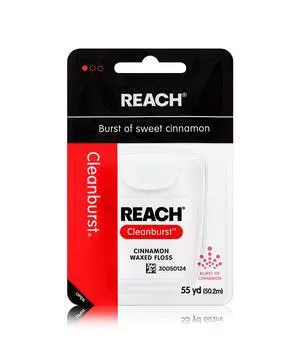 REACH Waxed Dental Floss, Cinnamon, Plaque Remover for Teeth, Shred Resistant, Floss Slides Smoothly, Easy to Use, Waxed, Deep Cleaning Teeth, Oral Care, PFAS Free, for Adults & Kids, 1 Pack, 55 yd REACH Waxed Dental Floss, Cinnamon, Plaque Remover for Teeth, Shred Resistant, Floss Slides Smoothly, Easy to Use, Waxed, Deep Cleaning Teeth, Oral Care, PFAS Free, for Adults & Kids, 1 Pack, 55 yd