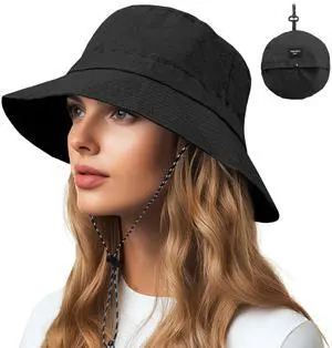 Sun Bucket Hats for Woman Men Lightweight Sun Hat Packable Foldable Waterproof Beach Hiking Hat (Black) Sun Bucket Hats for Woman Men Lightweight Sun Hat Packable Foldable Waterproof Beach Hiking Hat (Black)