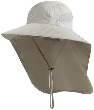 Outdoor Sun Hat for Men with 50+ UPF Protection Safari Cap Wide Brim Fishing Hat with Neck Flap, for Dad Light Grey Outdoor Sun Hat for Men with 50+ UPF Protection Safari Cap Wide Brim Fishing Hat with Neck Flap, for Dad Light Grey