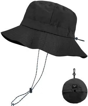 Packable Sun Bucket Hat for Men UV Protection Sun Hats Waterproof Lightweight Hiking Outdoor Cap Black Packable Sun Bucket Hat for Men UV Protection Sun Hats Waterproof Lightweight Hiking Outdoor Cap Black