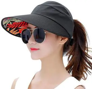 Sun Hat Sun Hats for Women Wide Brim UV Protection Summer Beach Packable Visor Black Sun Hat Sun Hats for Women Wide Brim UV Protection Summer Beach Packable Visor Black