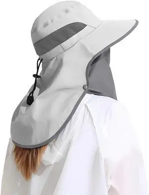 Outdoor Sun Hat Detachable Neck Face Flap UPF 50+UV Protection Visor Fishing Hats with Neck Flap for Men & Women Light Grey Outdoor Sun Hat Detachable Neck Face Flap UPF 50+UV Protection Visor Fishing Hats with Neck Flap for Men & Women Light Grey