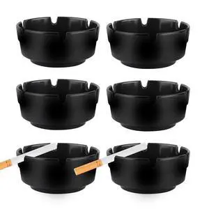 6Pcs Ashtray Sets for Cigarettes, Plastic Tabletop Ash Tray Sets, Indoor Outdoor Ashtrays Perfect for Home Patio Restaurant Bar Hotel and Office Use (Set of 6 Black) 6Pcs Ashtray Sets for Cigarettes, Plastic Tabletop Ash Tray Sets, Indoor Outdoor Ashtrays Perfect for Home Patio Restaurant Bar Hotel and Office Use (Set of 6 Black)