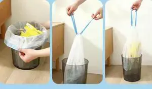 Disposable Durable Trash Bags, 4 Gallon Capacity, 45x50cm, Small to Medium Size, for Office Kitchen Bathroom, Drawstring Disposable Durable Trash Bags, 4 Gallon Capacity, 45x50cm, Small to Medium Size, for Office Kitchen Bathroom, Drawstring