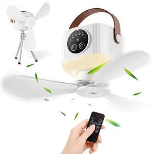 Portable Ceiling Fan, Camping Fan with Light & Remote, 9.25" Battery Operated Tent Fan, 4 Speeds & Timers, 3 Brightness, with Stand & Hook, for Camping, Travel, RV, Tent, Patio, Indoor Portable Ceiling Fan, Camping Fan with Light & Remote, 9.25" Battery Operated Tent Fan, 4 Speeds & Timers, 3 Brightness, with Stand & Hook, for Camping, Travel, RV, Tent, Patio, Indoor