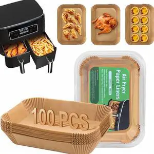 Air Fryer Disposable Paper Liner, Rectangular for Ninja 2-Basket Air Fryer, Natural Non-stick Parchment Paper Liner, 8.6x5.5 inch 125Pcs Rectangle Parchment Paper liners for DZ201, DZ401, FG551 Air Fryer Disposable Paper Liner, Rectangular for Ninja 2-Basket Air Fryer, Natural Non-stick Parchment Paper Liner, 8.6x5.5 inch 125Pcs Rectangle Parchment Paper liners for DZ201, DZ401, FG551