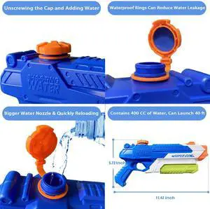 Water Guns for Kids - Summer Soaker Squirt Guns, 400CC/40ft for 3 Years Old and up Boys Girls Adults - 2 Pack Outdoor Toy for Swimming Pool Yard Lawn Beach Water Guns for Kids - Summer Soaker Squirt Guns, 400CC/40ft for 3 Years Old and up Boys Girls Adults - 2 Pack Outdoor Toy for Swimming Pool Yard Lawn Beach