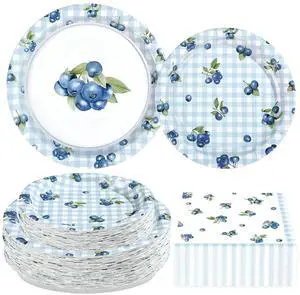 200Pcs Blueberry Party Decorations Blueberry Themed Plates and Napkins Blue and White Fruit Disposable Tableware Set for Birthday Picnic Tea Baby Shower Party Supplies Serves 50 200Pcs Blueberry Party Decorations Blueberry Themed Plates and Napkins Blue and White Fruit Disposable Tableware Set for Birthday Picnic Tea Baby Shower Party Supplies Serves 50
