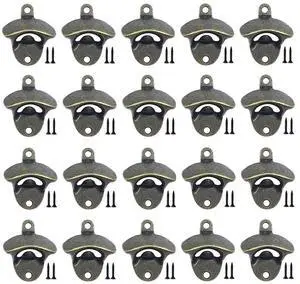 20 Pack Bottle Opener Wall Mounted, Vintage Beer Bottle Opener with Screws for Bars KTV Hotels Homes, (Bronze) 20 Pack Bottle Opener Wall Mounted, Vintage Beer Bottle Opener with Screws for Bars KTV Hotels Homes, (Bronze)