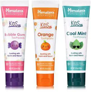Botanique Kids Toothpaste with Xylitol, Variety Pack of Bubble Gum, Orange & Cool Mint - Fluoride Free Toothpaste - Vegan, Gluten Free, No Artificial Flavors or Colors, 4 oz (Pack of 3) Botanique Kids Toothpaste with Xylitol, Variety Pack of Bubble Gum, Orange & Cool Mint - Fluoride Free Toothpaste - Vegan, Gluten Free, No Artificial Flavors or Colors, 4 oz (Pack of 3)