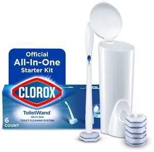 ToiletWand Disposable Toilet Cleaning System, Kills 99.9% of Germs and Viruses, Wand, Caddy and 6 Refill Heads ToiletWand Disposable Toilet Cleaning System, Kills 99.9% of Germs and Viruses, Wand, Caddy and 6 Refill Heads