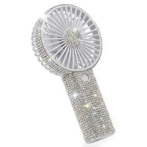 Bling Handheld Fan Portable Rechargeable, Rhinestone Mini Fan with USB-C Charging, Up to 18H Battery Life, 3-Speed Personal Hand Face Fan for Beach,Travel,Dorm Room Essentials (White) Bling Handheld Fan Portable Rechargeable, Rhinestone Mini Fan with USB-C Charging, Up to 18H Battery Life, 3-Speed Personal Hand Face Fan for Beach,Travel,Dorm Room Essentials (White)