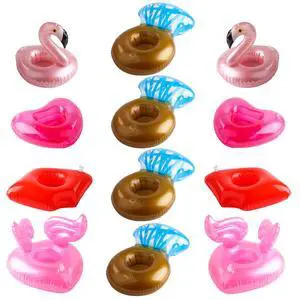 12Pack Inflatable Pool Drink Holder Floating Coasters Multi Shape Swimming Cup Holder Water Floats Kids Bath Toys Great for Wedding, Bachelorette Pool Party 12Pack Inflatable Pool Drink Holder Floating Coasters Multi Shape Swimming Cup Holder Water Floats Kids Bath Toys Great for Wedding, Bachelorette Pool Party