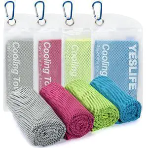 4 Pack Cooling Towels (40"x12"), Gym Sweat Towels, Cooling Neck Wraps, Soft Breathable Microfiber Towels for Yoga, Running, Sport, Workout, Camping & More (Multicolor) 4 Pack Cooling Towels (40"x12"), Gym Sweat Towels, Cooling Neck Wraps, Soft Breathable Microfiber Towels for Yoga, Running, Sport, Workout, Camping & More (Multicolor)