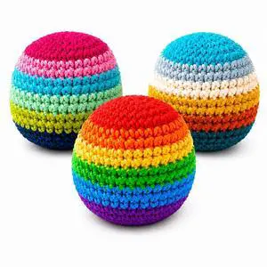 3 Pack Handmade Crochet Footbags, Approx 40g Pellet Filled Balls 3 Pack Handmade Crochet Footbags, Approx 40g Pellet Filled Balls