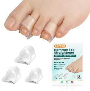 Hammer Toe Straighteners for Women & Men 8 Pack Gel Toe Splints for Bent, Claw & Curled Toes Toe Corrector Supports Alignment for Daily Walking & Standing (S/M/L, Clear) Hammer Toe Straighteners for Women & Men 8 Pack Gel Toe Splints for Bent, Claw & Curled Toes Toe Corrector Supports Alignment for Daily Walking & Standing (S/M/L, Clear)