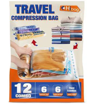 12 Compression Bags for Travel Essentials, Vacuum Packing Space Saver Bags for Cruise Accessories (12-Travel) 12 Compression Bags for Travel Essentials, Vacuum Packing Space Saver Bags for Cruise Accessories (12-Travel)