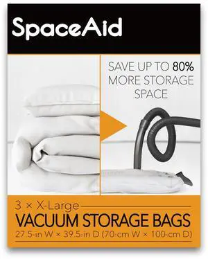 Jumbo Vacuum Storage Bags, Space Saver Sealer Compression Bags for Comforters, Blankets, Pillows, Bedding, Clothes (X-Large 3 Pack) Jumbo Vacuum Storage Bags, Space Saver Sealer Compression Bags for Comforters, Blankets, Pillows, Bedding, Clothes (X-Large 3 Pack)