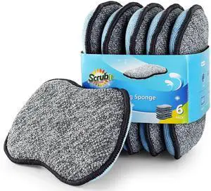 Multi-Purpose Scrub Sponges for Kitchen By Scrub- it - Non-Scratch Microfiber Sponge Along with Heavy Duty Scouring Power - Effortless Cleaning of Dishes, Pots and Pans All at Once(6 Pack, Large) Multi-Purpose Scrub Sponges for Kitchen By Scrub- it - Non-Scratch Microfiber Sponge Along with Heavy Duty Scouring Power - Effortless Cleaning of Dishes, Pots and Pans All at Once(6 Pack, Large)