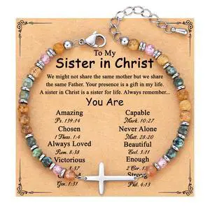 Christian Gifts for Women, Sister in Christ Cross Bracelet, Easter Graduation Gifts for Teens Women, Religious Gift Woman, Birthday Baptism Communion Confirmation Faith Jewelry Christian Gifts for Women, Sister in Christ Cross Bracelet, Easter Graduation Gifts for Teens Women, Religious Gift Woman, Birthday Baptism Communion Confirmation Faith Jewelry