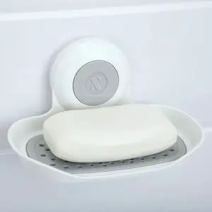 Strong Hold Soap Saver, Suction Cup Soap Holder, Must Have Universal Kitchen & Bathroom Shower Accessories, White Strong Hold Soap Saver, Suction Cup Soap Holder, Must Have Universal Kitchen & Bathroom Shower Accessories, White