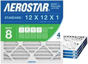 Air Filter 12x12x1 MERV 8 AC Filter, HVAC, Furnace Filter, 4 Pack | ACTUAL SIZE (11.75 x 11.75 x 0.75) AC Filter, HVAC, Furnace Filter Captures Dust, Lint & Pollen MERV 8 (MPR 600) Air Filter 12x12x1 MERV 8 AC Filter, HVAC, Furnace Filter, 4 Pack | ACTUAL SIZE (11.75 x 11.75 x 0.75) AC Filter, HVAC, Furnace Filter Captures Dust, Lint & Pollen MERV 8 (MPR 600)
