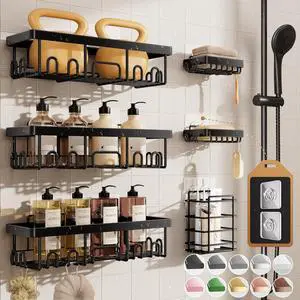 Shower Caddy 6-Pack, Advanced Rustproof Design, No Drilling Adhesive Shelves, Rack with Soap Holder, Large Capacity Bathroom Organizers and Storage, Wall-Mounted Kitchen & Home Decor Shower Caddy 6-Pack, Advanced Rustproof Design, No Drilling Adhesive Shelves, Rack with Soap Holder, Large Capacity Bathroom Organizers and Storage, Wall-Mounted Kitchen & Home Decor