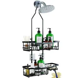 Upgraded Extended Length Shower Organizer with Hooks, Rustproof Shampoo Soap Holder, Large Hanging Bathroom Caddy Upgraded Extended Length Shower Organizer with Hooks, Rustproof Shampoo Soap Holder, Large Hanging Bathroom Caddy