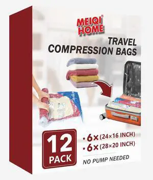 Vacuum Storage Bags, Space Saver Sealer Bags for Clothing, Pillows, Comforters, Blankets, Bedding, Travel, 12 Roll Bags, PA+PE Material Vacuum Storage Bags, Space Saver Sealer Bags for Clothing, Pillows, Comforters, Blankets, Bedding, Travel, 12 Roll Bags, PA+PE Material