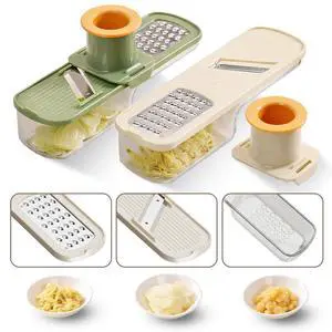 2-Pack 3 in 1 mini Ginger Garlic Grinder Super Thin, Multifunctional Mandoline slicer Grater with Hand Guard, Easy Grip Handheld Kitchen Tool, for Camping Cooking and Picnic (white&green) 2-Pack 3 in 1 mini Ginger Garlic Grinder Super Thin, Multifunctional Mandoline slicer Grater with Hand Guard, Easy Grip Handheld Kitchen Tool, for Camping Cooking and Picnic (white&green)