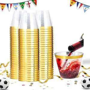 200 Pack Gold Plastic Cups, 9 Oz Elegant Clear Plastic Cups Gold Rimmed Disposable Wine Glasses Fancy Disposable Party Cup Wedding Cup Drinking Tumblers Cocktail Glasses Perfect for Party 200 Pack Gold Plastic Cups, 9 Oz Elegant Clear Plastic Cups Gold Rimmed Disposable Wine Glasses Fancy Disposable Party Cup Wedding Cup Drinking Tumblers Cocktail Glasses Perfect for Party