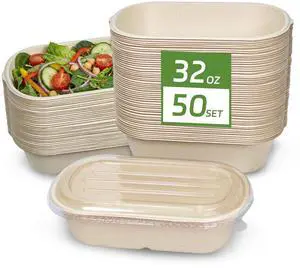 50Pack 32 oz Disposable Meal Prep Containers Disposable Food Containers with Lids To Go Salad Bowls with lids for Lunch Pasta, Burrito, LeftoversPicnic 50Pack 32 oz Disposable Meal Prep Containers Disposable Food Containers with Lids To Go Salad Bowls with lids for Lunch Pasta, Burrito, LeftoversPicnic