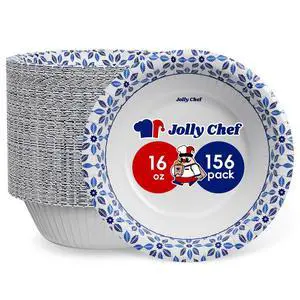 16 oz Paper Bowls 156 Count Soak Proof, Heavy Duty Printed Disposable Small Bowls Bulk for Dinner or Thanksgiving 16 oz Paper Bowls 156 Count Soak Proof, Heavy Duty Printed Disposable Small Bowls Bulk for Dinner or Thanksgiving
