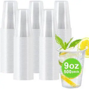 500 Pack 9 oz Plastic Cups, Disposable Drinking Cups, Water Cups Plastic Clear Cups for Party, Wedding, Graduation, Travel, Holiday, Events, Birthday,Cold,Hot 500 Pack 9 oz Plastic Cups, Disposable Drinking Cups, Water Cups Plastic Clear Cups for Party, Wedding, Graduation, Travel, Holiday, Events, Birthday,Cold,Hot