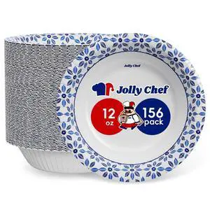 156 Count Paper Bowls 12 oz Soak Proof, Heavy Duty Printed Disposable Small Bowls Bulk for Dinner or Thanksgiving 156 Count Paper Bowls 12 oz Soak Proof, Heavy Duty Printed Disposable Small Bowls Bulk for Dinner or Thanksgiving