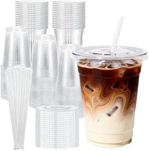 Plastic Cups with Lids and Straws Clear Disposable iced coffee cups with lids,BPA-Free Break Resistant & Heavy Duty for Smoothies, Juice, Soda & Party To Go Plastic Cups with Lids and Straws Clear Disposable iced coffee cups with lids,BPA-Free Break Resistant & Heavy Duty for Smoothies, Juice, Soda & Party To Go