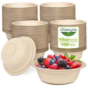 Paper Bowls 10 oz, 100 Pack Small Disposable Bowls, Heavy Duty Bowls For Hot Soup, Ice Cream, Fruits, Snack, 100% Compostable Biodegradable Bowls Made Of Sugarcane Paper Bowls 10 oz, 100 Pack Small Disposable Bowls, Heavy Duty Bowls For Hot Soup, Ice Cream, Fruits, Snack, 100% Compostable Biodegradable Bowls Made Of Sugarcane