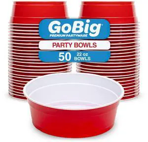 Red Party Cup Bowls - 50 Small Disposable Plastic Bowls Red Party Cup Bowls - 50 Small Disposable Plastic Bowls