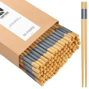 50 Pairs Bamboo Chopsticks Disposable | Separated | Reusable | Bulk Cooking Chop Sticks - 9.45in 50 Pairs Bamboo Chopsticks Disposable | Separated | Reusable | Bulk Cooking Chop Sticks - 9.45in