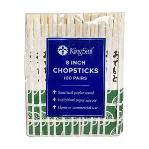 200 Count | KingSeal 8 Inch Natural Poplar Disposable Wood Chopsticks, Paper Sleeve, Waribashi, Bulk Pack - 2 Packs x 100 Pairs 200 Count | KingSeal 8 Inch Natural Poplar Disposable Wood Chopsticks, Paper Sleeve, Waribashi, Bulk Pack - 2 Packs x 100 Pairs